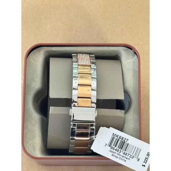 Michael Kors MK6827 Tibby White Chronograph Glitz Dial Two Tone  Women's Watch - Picture 3 of 5